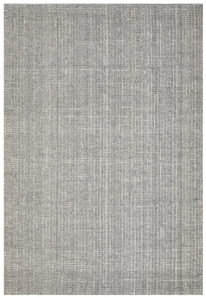 Arden Dove Woven Texture Rug in soft grey with hand-loomed wool and jute pebble weave.
