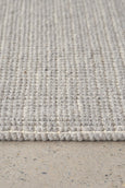 Arden Dove Woven Texture Rug in soft grey with hand-loomed wool and jute pebble weave.