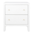 Ariana large white bedside table with fluted drawers and gold handles