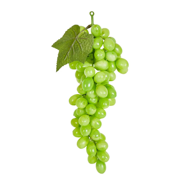 Artificial green grape bunch with realistic silk grapes and green leaves for decorative styling