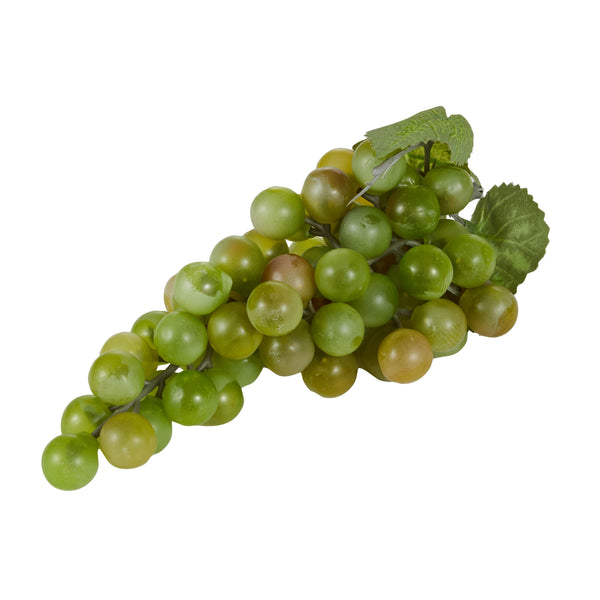 Artificial green grapes with leaves arranged as realistic faux fruit for home styling