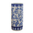 Blue and white ceramic aviary patterned umbrella stand 