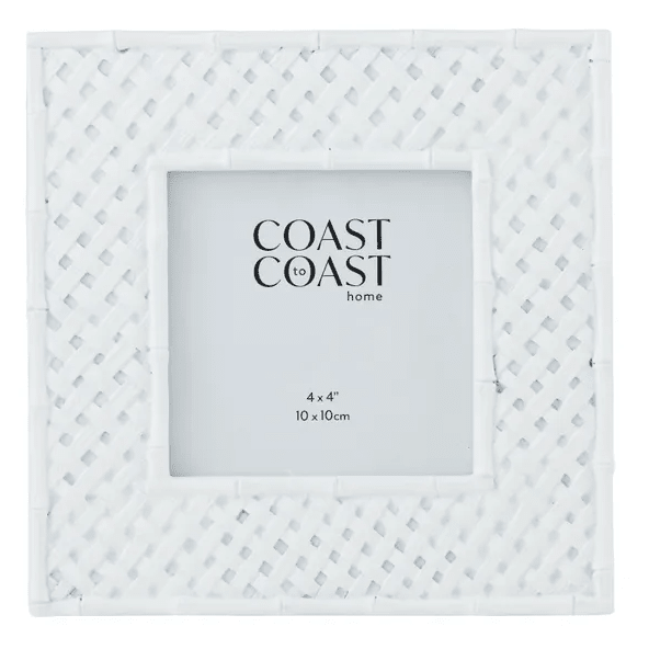 Avoca White Bamboo Resin Frame 4x4” - Hamptons Style