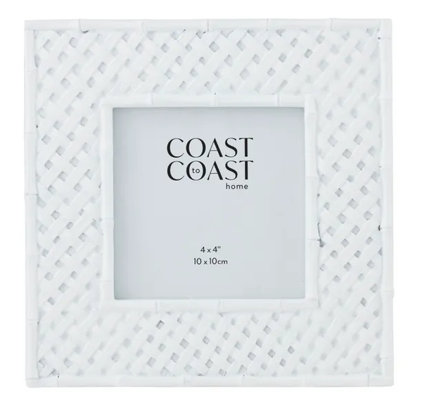 White resin bamboo-style photo frame 4x4 inch