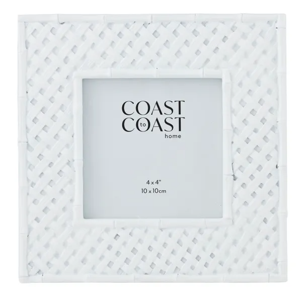 White resin bamboo-style photo frame 4x4 inch