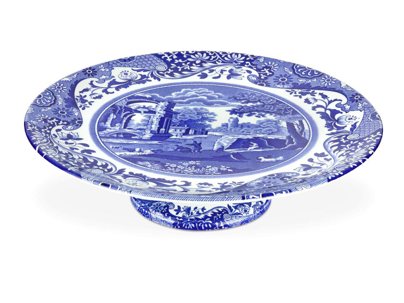 Spode Blue Italian - 27cm Footed Cake Plate