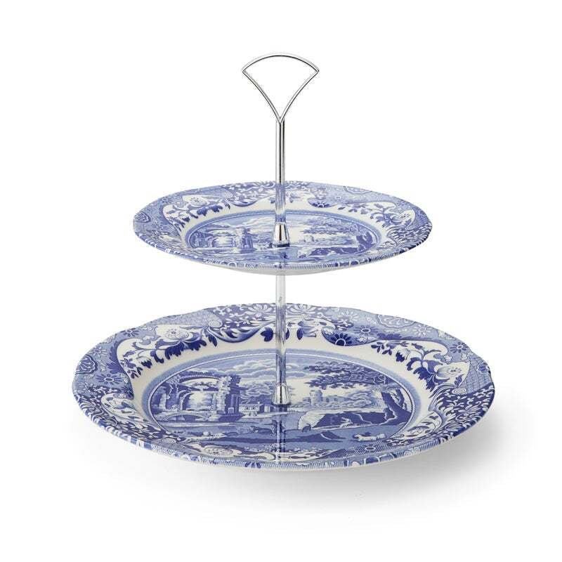 Spode Blue Italian - 26.5cm & 19cm 2-Tier Cake Stand