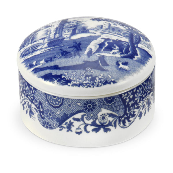 Spode Blue Italian - 8.25cm Round Trinket Box