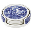 Spode Blue Italian - 9.5cm Ceramic Coasters with Holder (S/4)