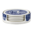 Spode Blue Italian - 9.5cm Ceramic Coasters with Holder (S/4)