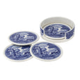 Spode Blue Italian - 9.5cm Ceramic Coasters with Holder (S/4)