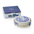 Spode Blue Italian - 9.5cm Ceramic Coasters with Holder (S/4)