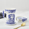 Spode Blue Italian - 9.5cm Ceramic Coasters with Holder (S/4)