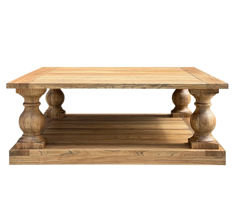Balustrade Salvaged Wood Square Coffee Table