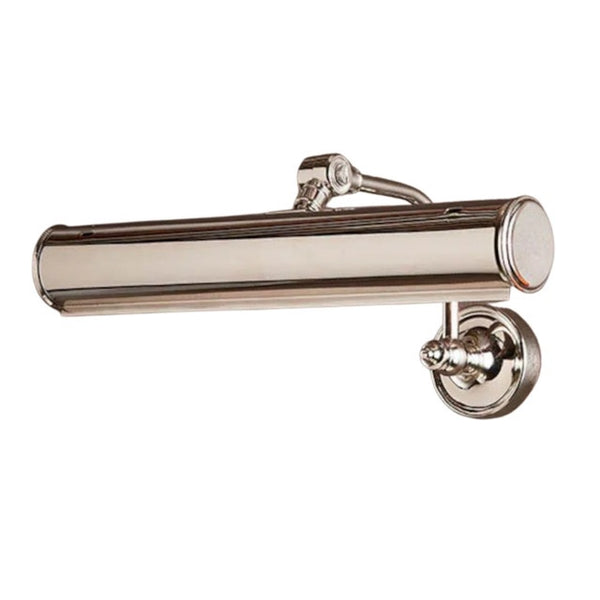 Barclay wall light in shiny nickel finish, classic picture light design with adjustable arm