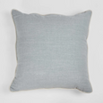 Beach blue square cushion with soft fabric texture and piped edging, styled on a white background.