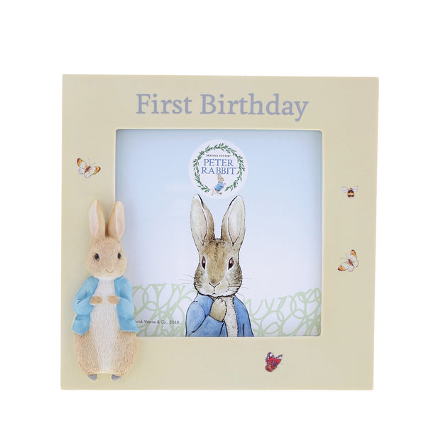Beatrix Potter Peter Rabbit First Birthday photo frame with classic illustrations, 10cm