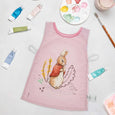 Beatrix Potter 47cm Flopsy Children's Tabard laying flat with paints around it