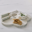Blossom cheese knives styled on marble board with brie and crackers