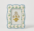 Bluebell 4x6 scalloped photo frame with blue floral pattern