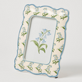 Cream and blue botanical scalloped photo frame 5x7 size