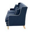 Bondi Hamptons 3 Seat Sofa Navy W/White Piping