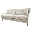 Bondi Hamptons 3 Seat Sofa Natural Stripe with White Piping