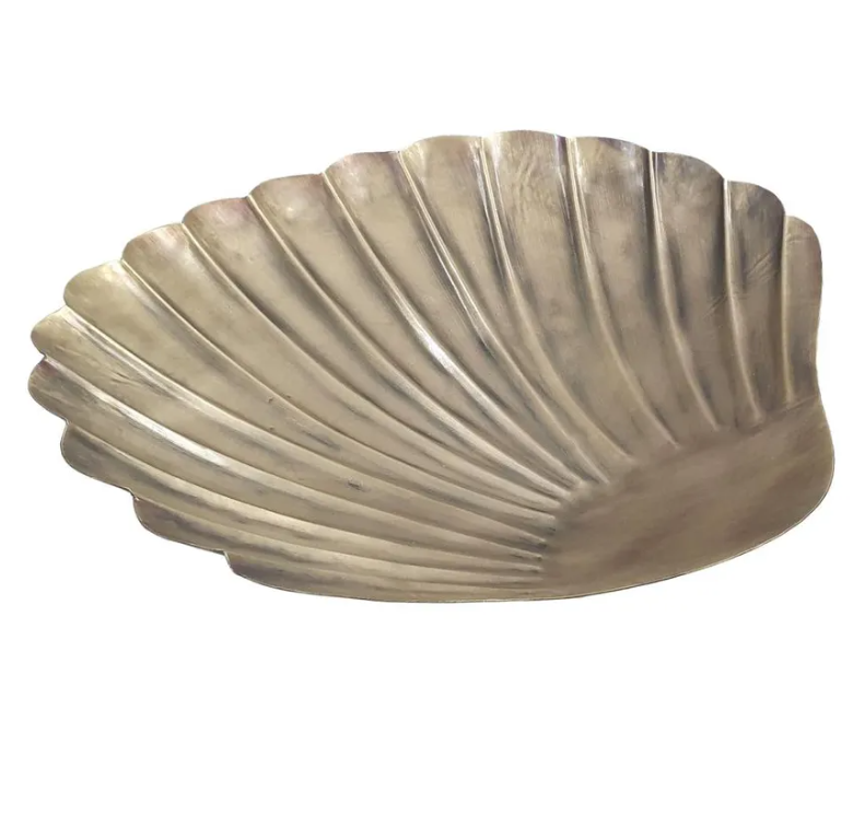 Bree shell ornament bowl in bronze iron with sculptural ribbed shell design