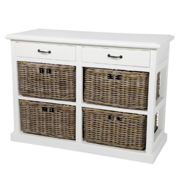 Bridgeport 4  Basket Storage Console White & Kubu
