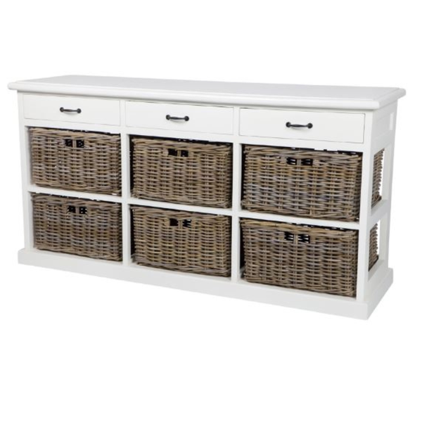 Bridgeport 6 Basket Storage Console White & Kubu