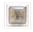 Grey ceramic butterfly trinket box with brass butterfly lid and decorative crackle finish