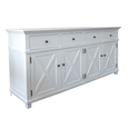 Canterbury white sideboard with cross panel doors and drawers styled in a Hamptons interior