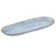 Blue ceramic oval platter with hand-finished glaze and coastal-inspired design, 32.5x13cm.