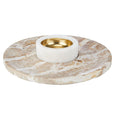 Carprani round marble chip and dip platter in white and beige with central dip bowl