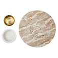 Carprani round marble chip and dip platter in white and beige with central dip bowl