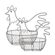 Set of two grey chicken wire baskets with decorative chicken silhouettes