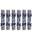 Set of six blue and gold chinoiserie temple Christmas crackers with decorative patterns