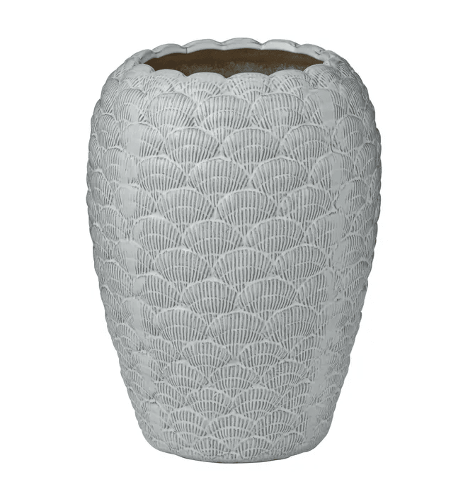 Cockle Ceramic Vase White - Hamptons Style