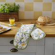 Cottage Garden Double Oven Glove with colourful wildflower print and green trim