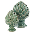 Cynara Artichoke Sculpture Small Green small and large size side by side