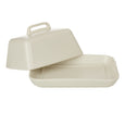 Cream stoneware butter dish with lid