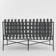 Davenport Sofa Outdoor 2 Seater with B/W Stripe Cushions - Hamptons Style