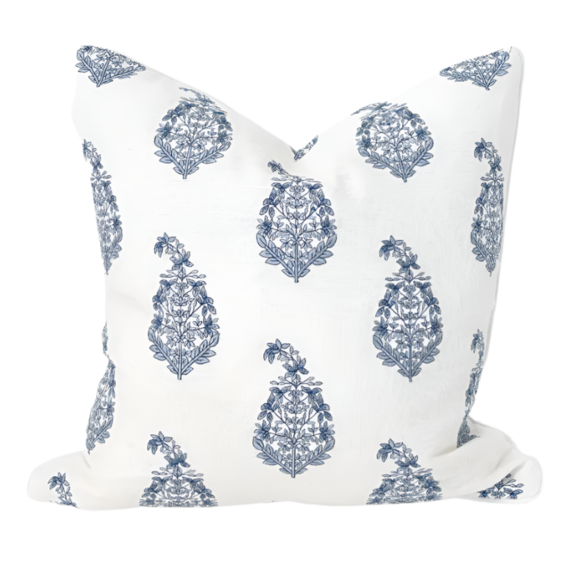 Devon Paisley Embroidery Blue Lounge Cushion 55cm