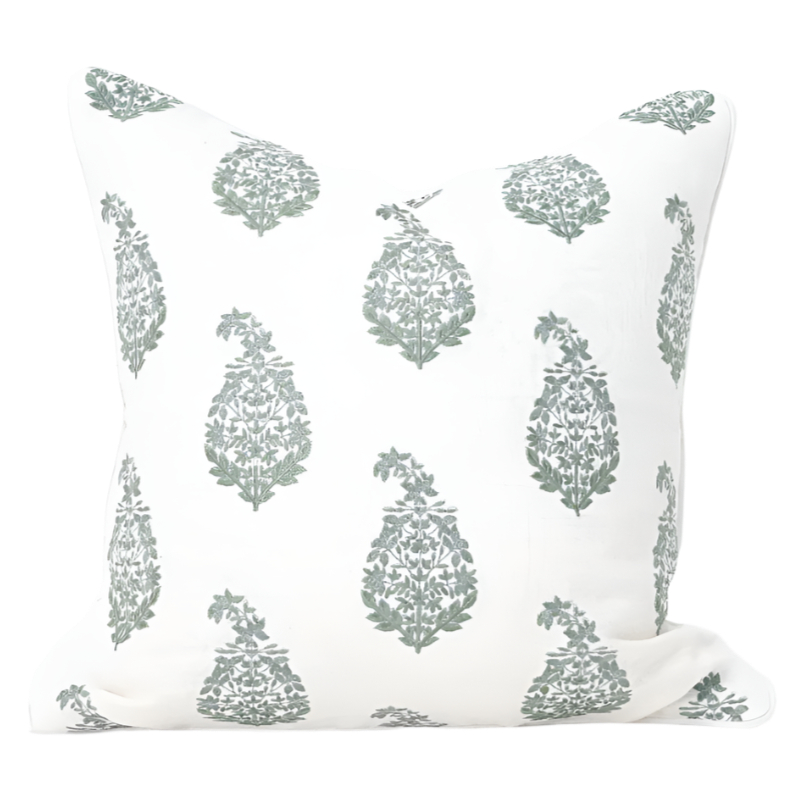 Devon Paisley Embroidery Green Lounge Cushion 55cm