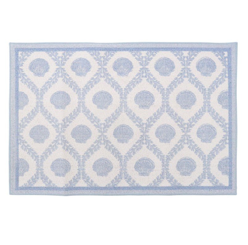 Shell Mat 60x90cm Blue Coastal Non Slip - Hamptons Style