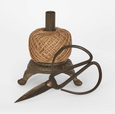 Cast iron Drapers string holder with twine in aged brown finish