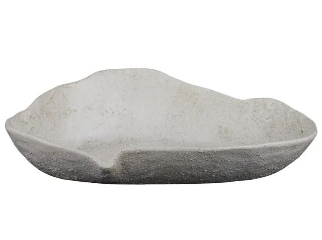 White ceramic platter with organic sculptural form and textured matte finish, ideal for Hamptons or coastal home décor.