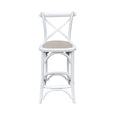 White Barstool with Oatmeal Linen Seat