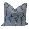 Eastport Navy Cushion 50x50cm in hand-printed linen with classic Hamptons-style pattern