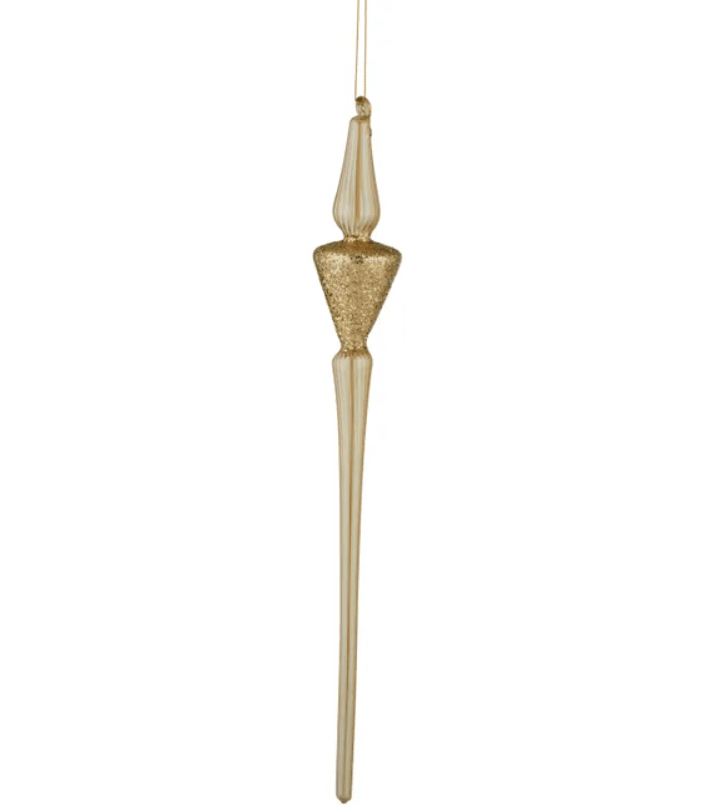 Elegant Gold Glass Finial Ornament 40cm (Textured Detail) - Hamptons Style